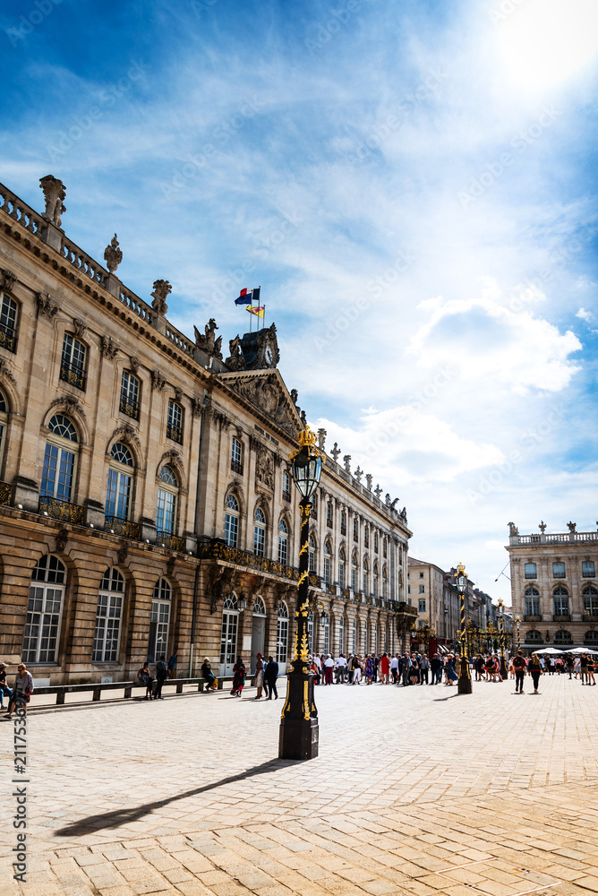 NANCY, FRANCE - June 23, 2018: Place Stanislas is a large pedestrianised square in the French city of Nancy