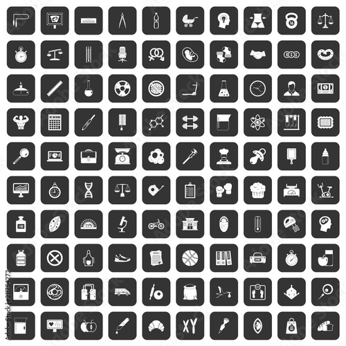 100 libra icons set in black color isolated vector illustration