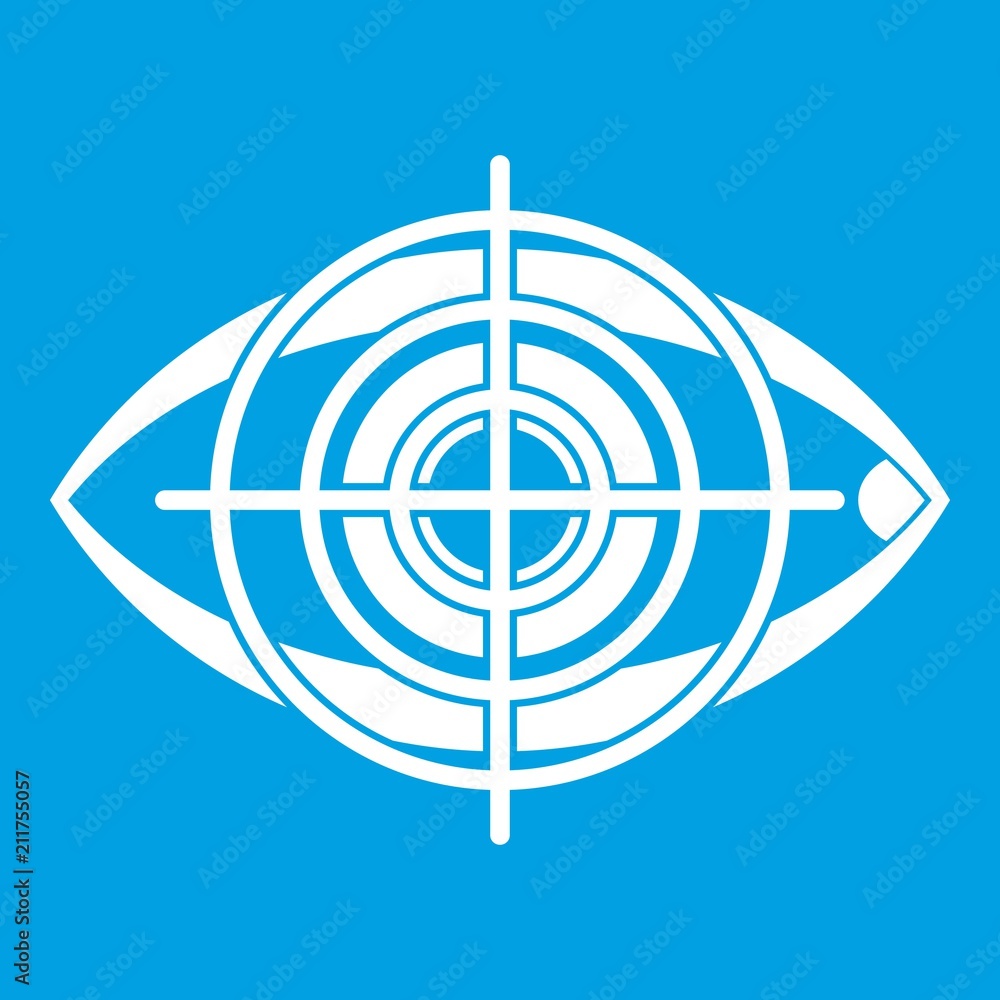 Eye and target icon white isolated on blue background vector illustration Eye and target icon white isolated on blue background vector illustration