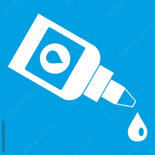 Bottle for eye drops icon white isolated on blue background vector illustration