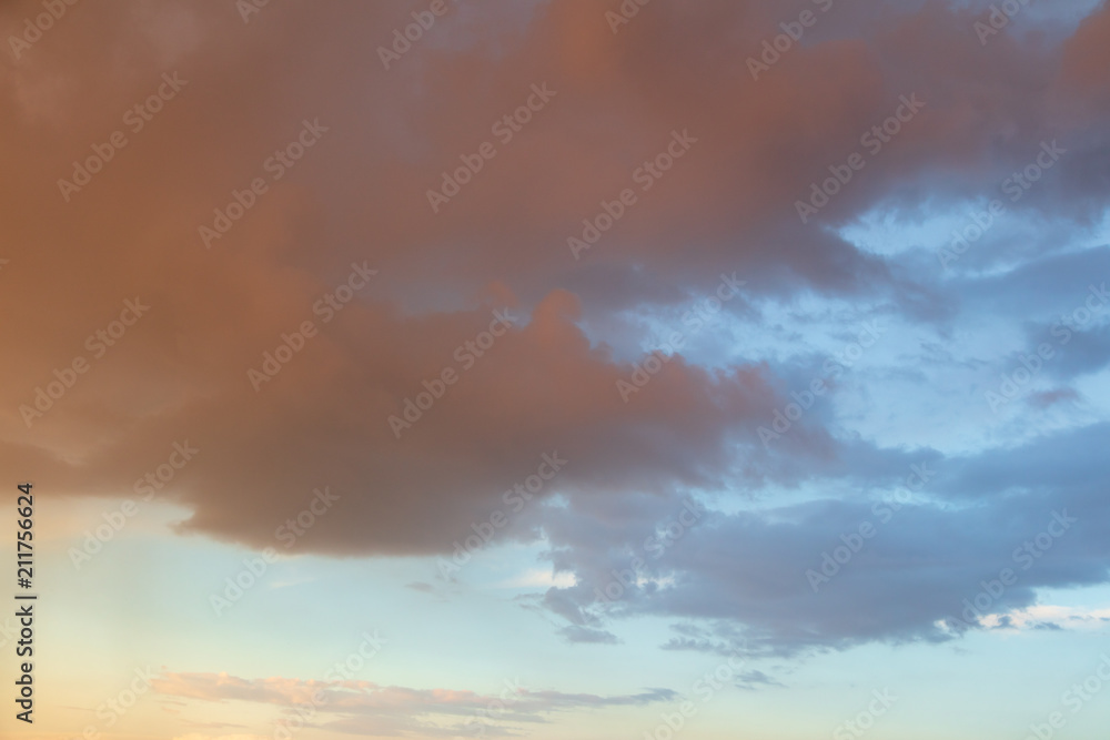 Clouds in the sky at sunset as background Clouds in the sky at sunset as background