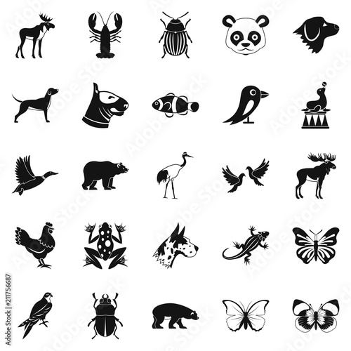 Forest animals icons set. Simple set of 25 forest animals icons for web isolated on white background