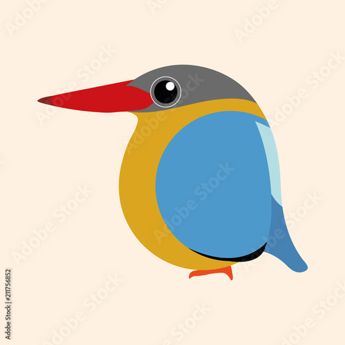 Kingfisher bird vector, stork billed kingfisher bird cartoon vector.