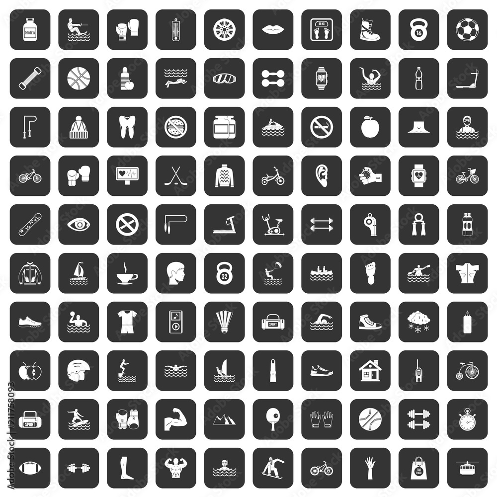 100 men health icons set in black color isolated vector illustration 100 men health icons set in black color isolated vector illustration