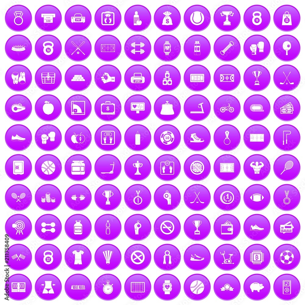 100 basketball icons set in purple circle isolated on white vector illustration 100 basketball icons set in purple circle isolated on white vector illustration