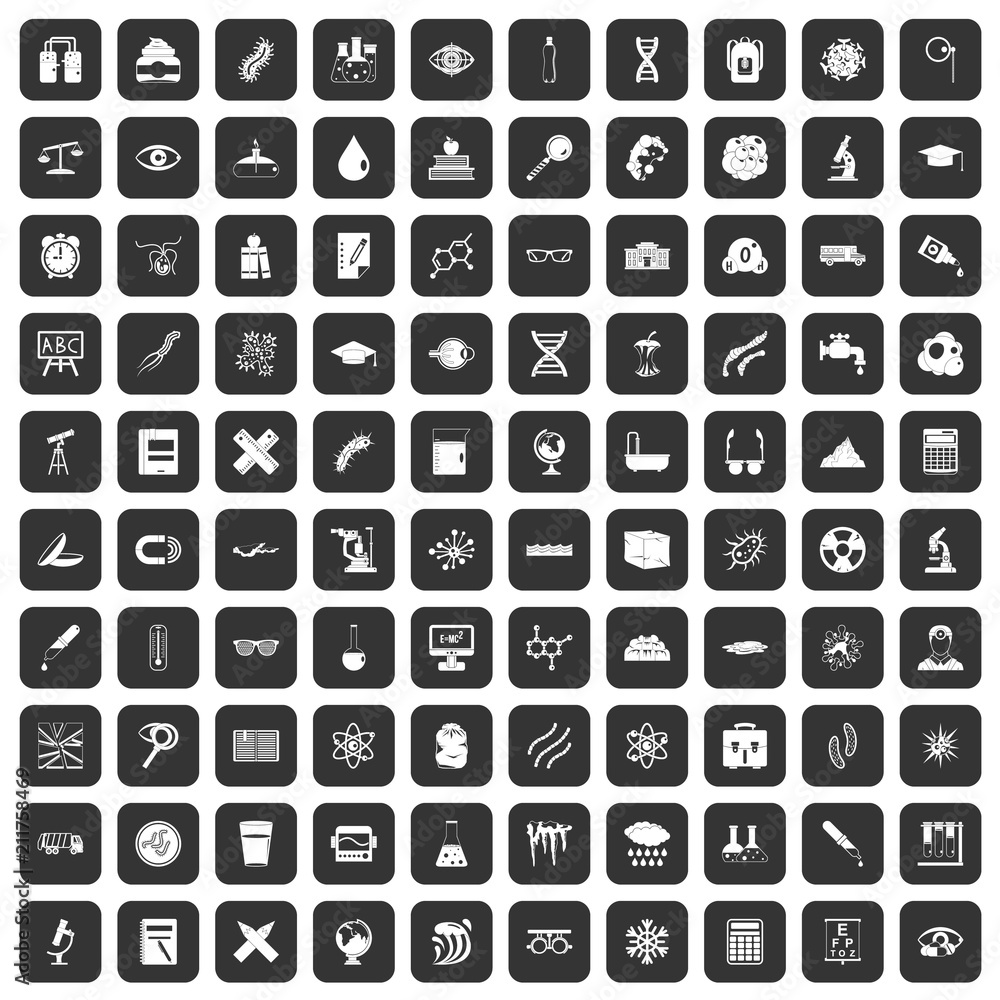 100 microscope icons set in black color isolated vector illustration 100 microscope icons set in black color isolated vector illustration