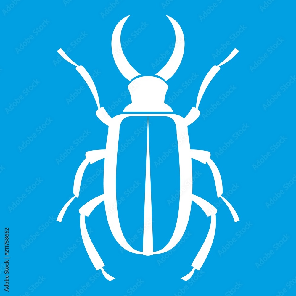 Lucanus cervus icon white isolated on blue background vector illustration Lucanus cervus icon white isolated on blue background vector illustration