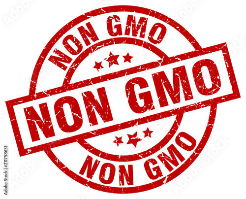non gmo round red grunge stamp