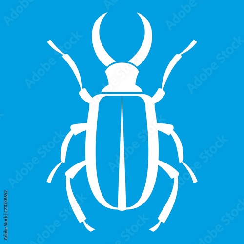 Lucanus cervus icon white isolated on blue background vector illustration