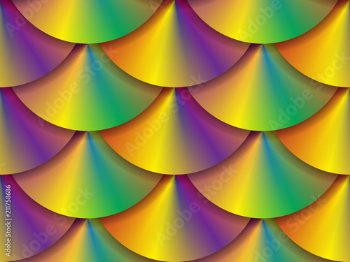 Vibrant holographic circles seamless pattern.
