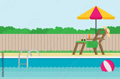 Background of swimming pool flat vector