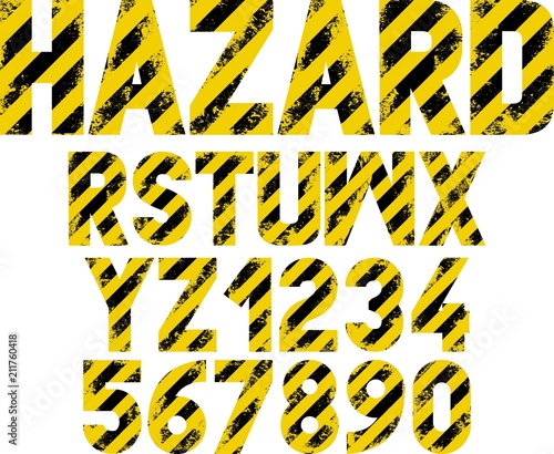 font with black and yellow grunge stripes