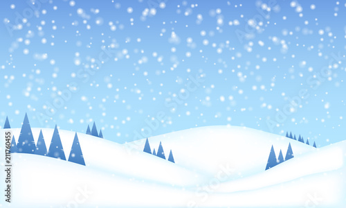 Vector Winter Landscape - Christmas Background