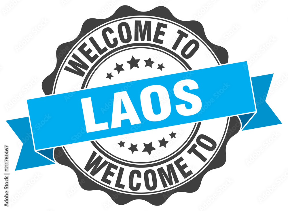 Obraz premium Laos round ribbon seal