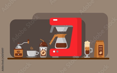 Coffee equipment banner. Vector illustration