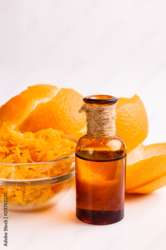 orange essential oil on a white background orange essential oil on a white background