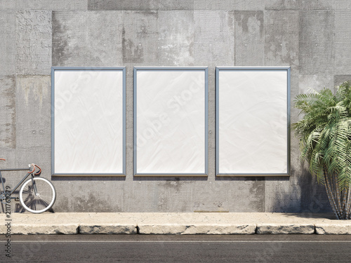 Outdoor Poster frame Mockup. 3d illustration