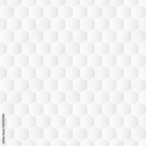 Fototapeta Naklejka Na Ścianę i Meble -  White decorative geometric texture. Seamless hexagonal pattern
