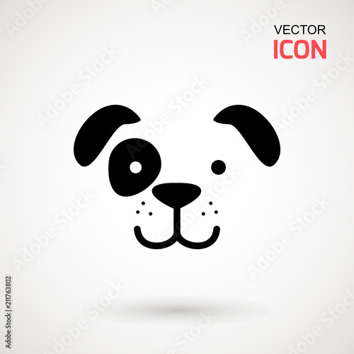 Dog head icon. Flat style. Cartoon dog face. Vector illustration isolated on white. Silhouette simple. Animal Logotype concept. Logo design template photo