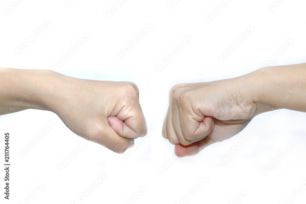 fist, gesture hand close-up on a white background fist, gesture hand close-up on a white background