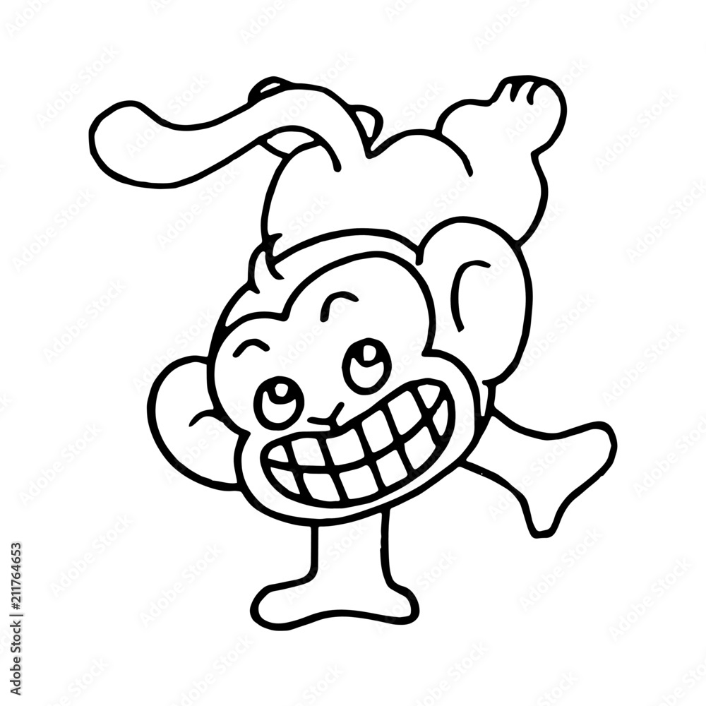 Fototapeta premium Monkey cartoon illustration isolated on white background for children color book