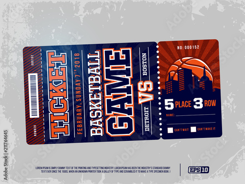 Modern professional design of basketball tickets in blue theme