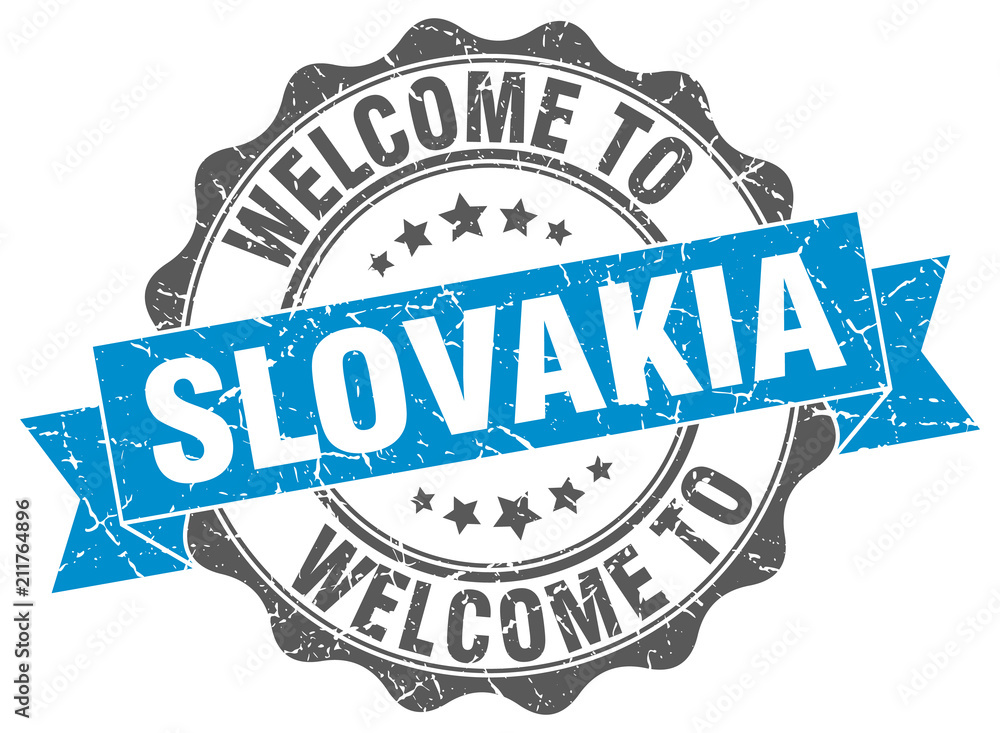 Obraz premium Slovakia round ribbon seal