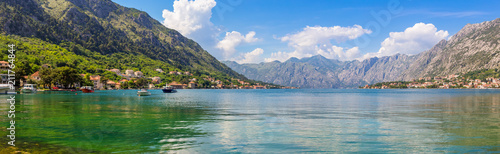Adriatic sea coastline, boka-kotor bay near the city Kotor, Mediterranean summer seascape, nature landscape, vacations in the summer paradise, panoramic view photo