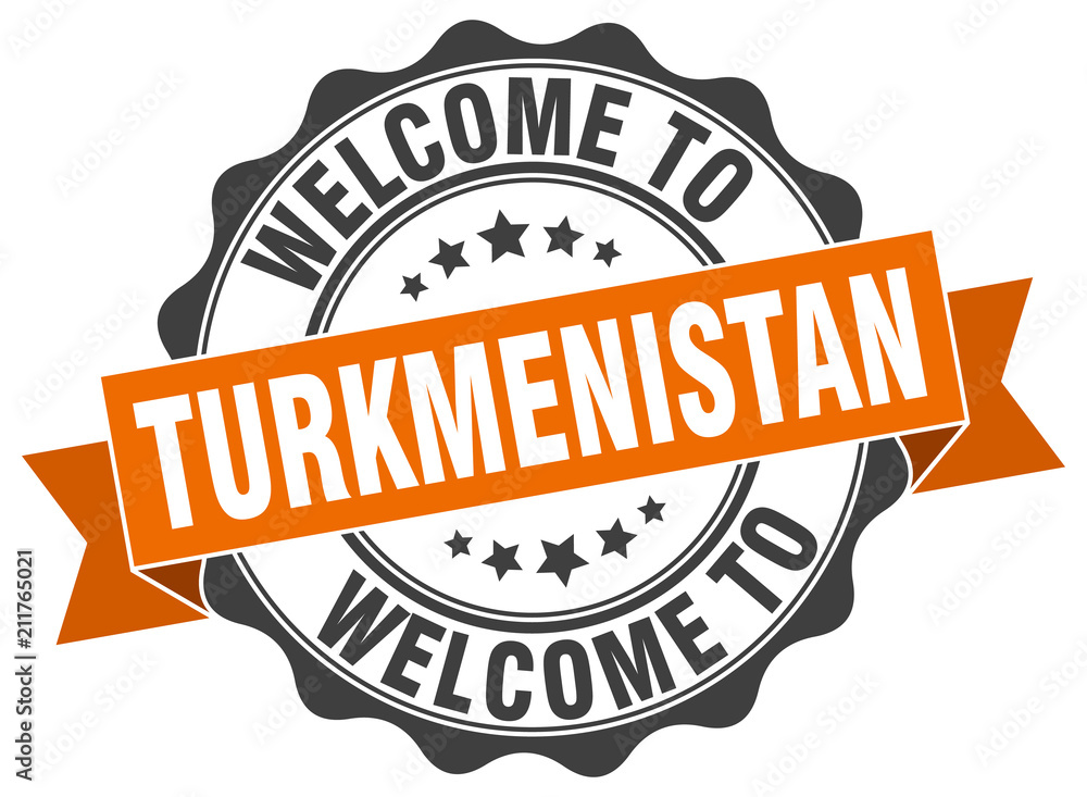 Fototapeta premium Turkmenistan round ribbon seal