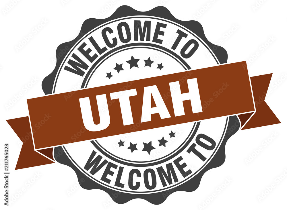 Obraz premium Utah round ribbon seal