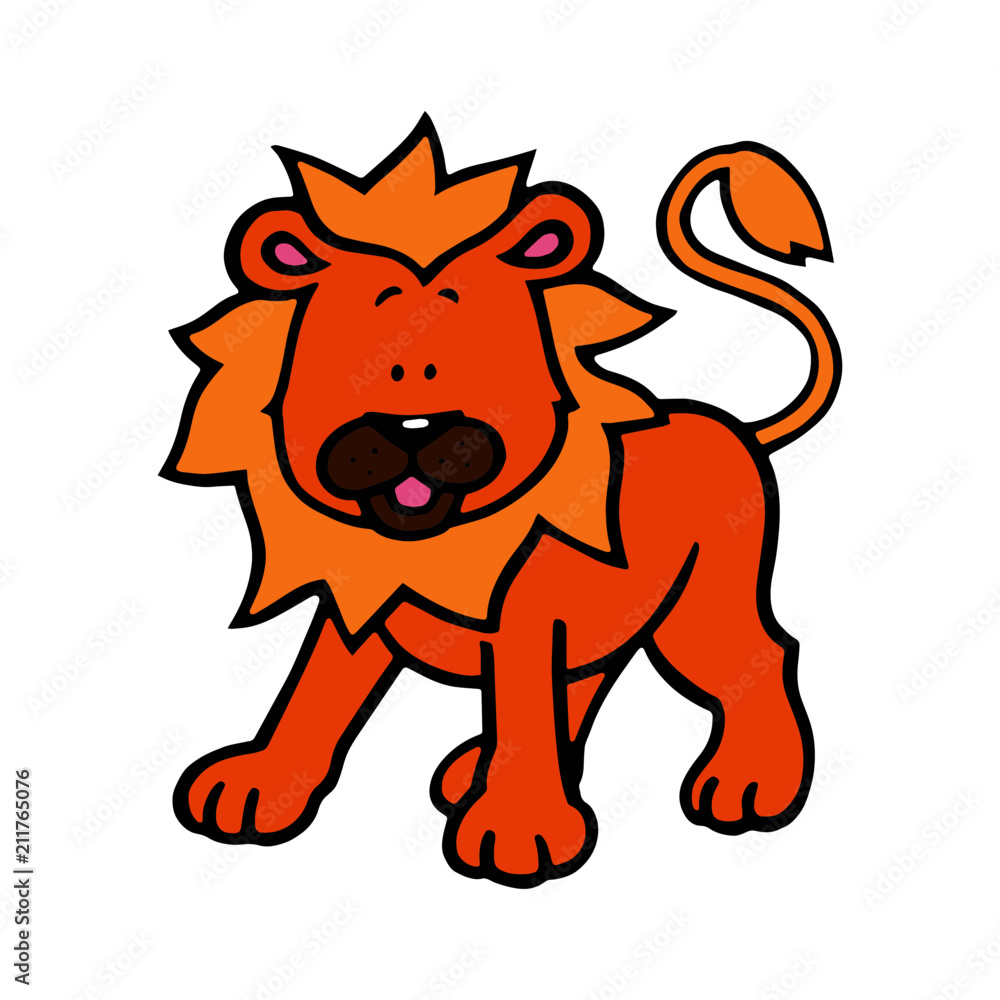 Lion cartoon illustration isolated on white background for children color  book Stock Vector | Adobe Stock