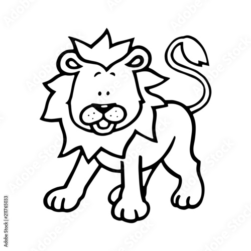 Lion cartoon illustration isolated on white background for children color book