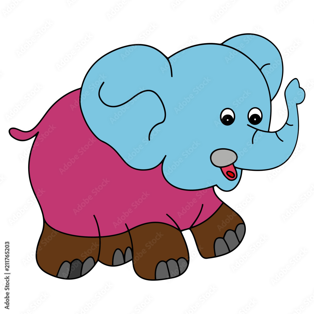 Fototapeta premium Elephant cartoon illustration isolated on white background for children color book