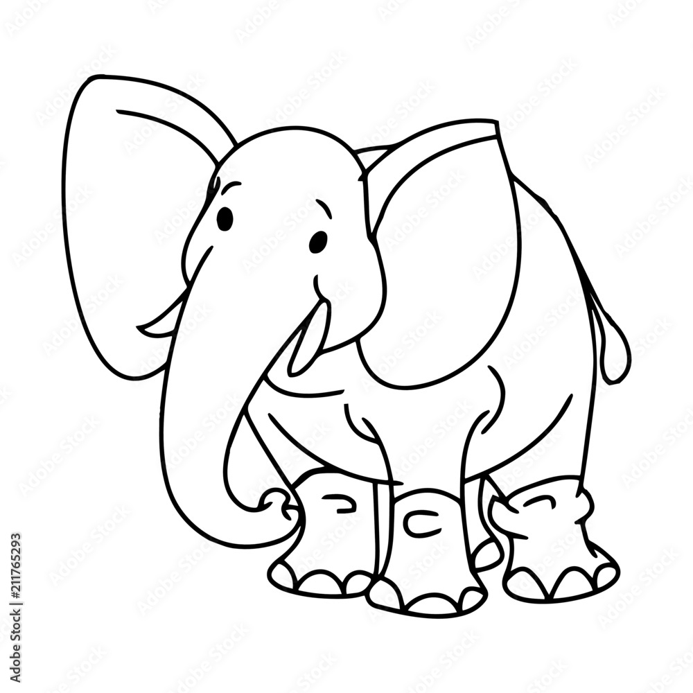 Naklejka premium Elephant cartoon illustration isolated on white background for children color book