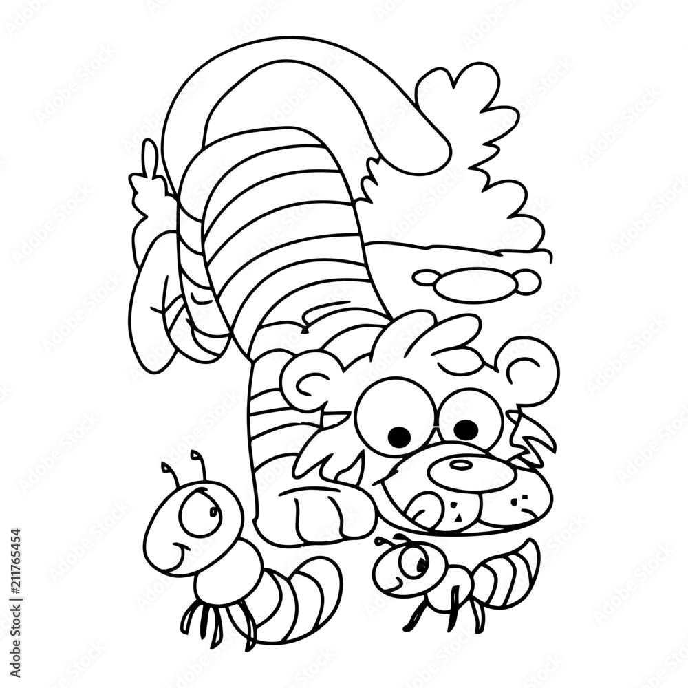 Tiger cartoon illustration isolated on white background for children color book Tiger cartoon illustration isolated on white background for children color book