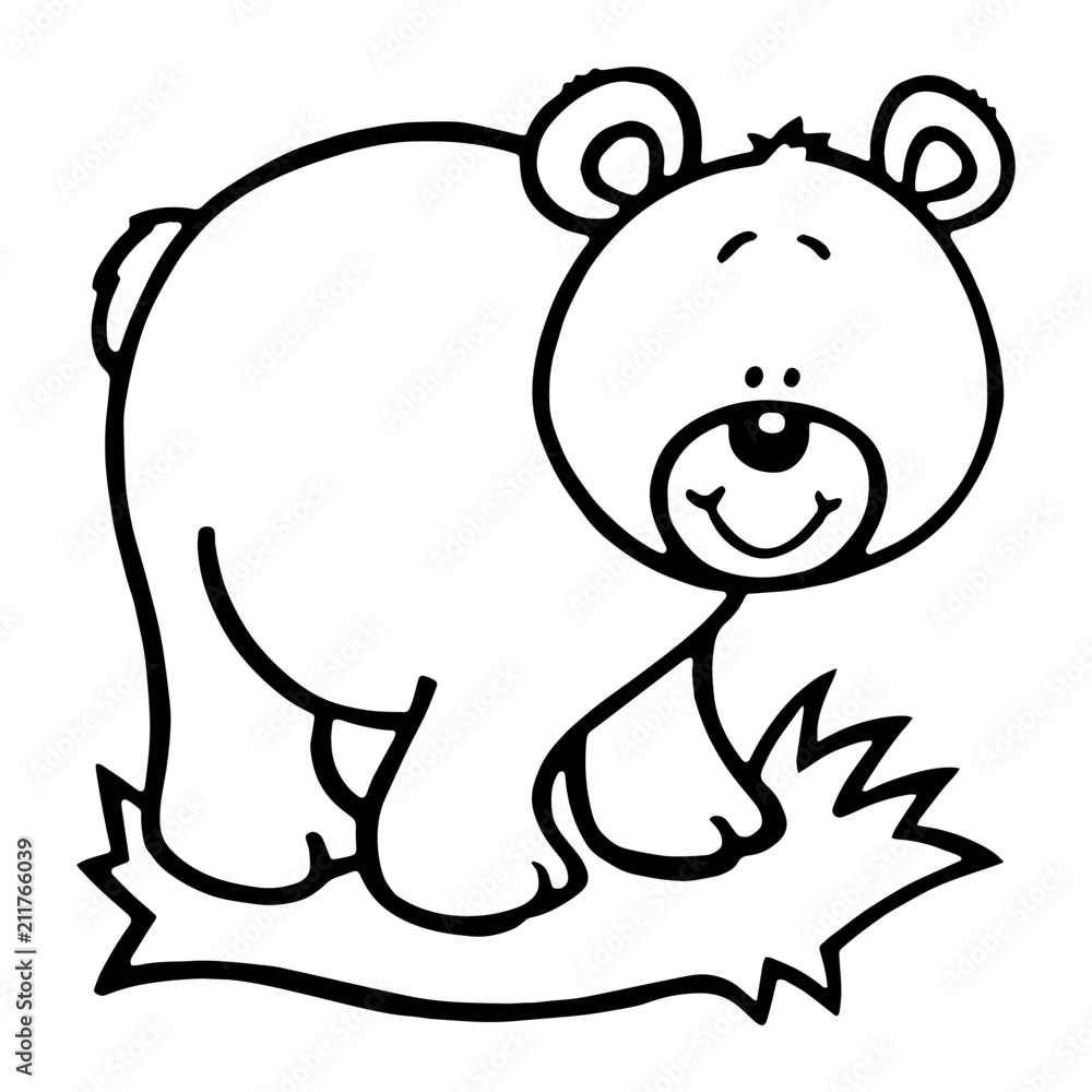 Fototapeta premium Bear cartoon illustration isolated on white background for children color book