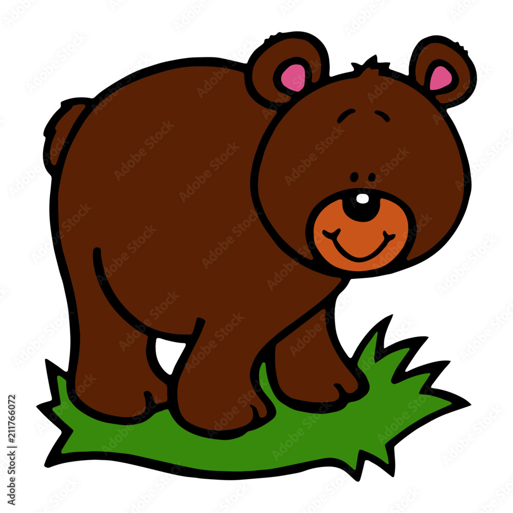 Fototapeta premium Bear cartoon illustration isolated on white background for children color book