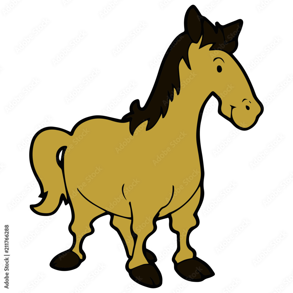 Horse cartoon illustration isolated on white background for children color book