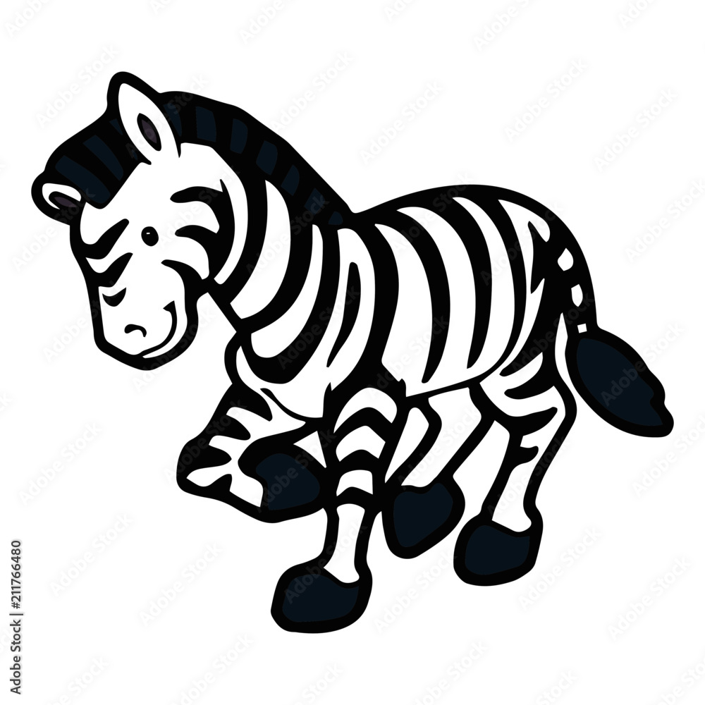 Fototapeta premium Zebra cartoon illustration isolated on white background for children color book
