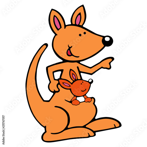 Kangaroo cartoon illustration isolated on white background for children color book