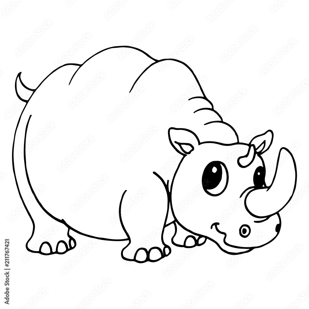 Rhino cartoon illustration isolated on white background for children color book Rhino cartoon illustration isolated on white background for children color book