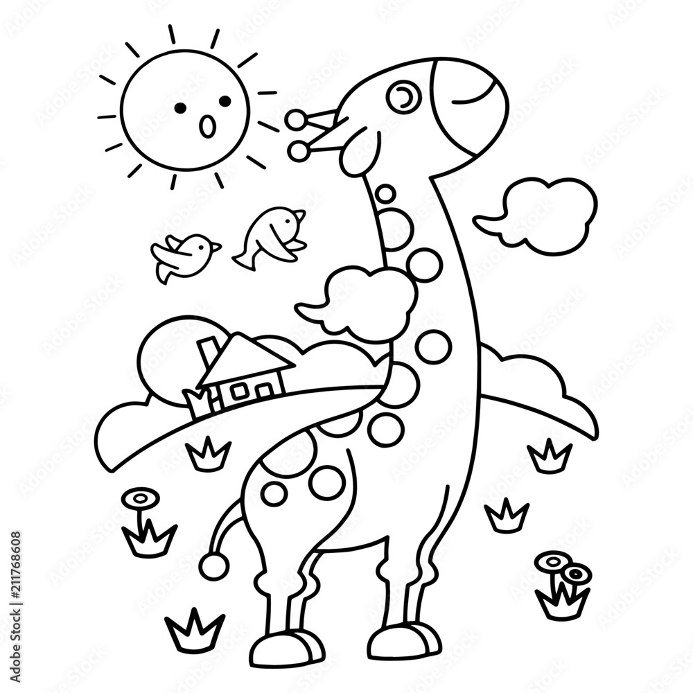 Giraffe cartoon illustration isolated on white background for children color book Giraffe cartoon illustration isolated on white background for children color book