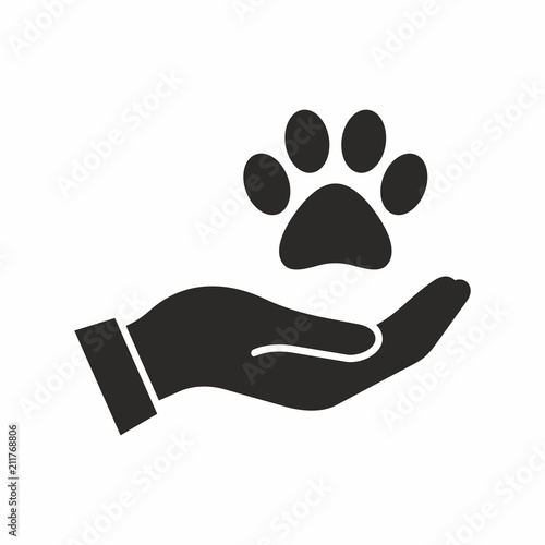 Pet care, adoption vector icon
