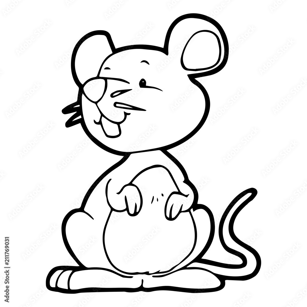 Fototapeta premium Mouse cartoon illustration isolated on white background for children color book