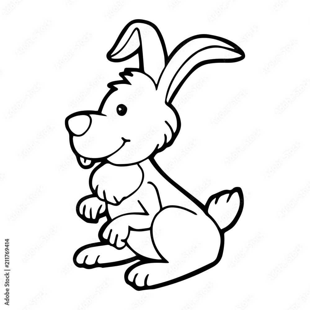 Rabbit cartoon illustration isolated on white background for children color book Rabbit cartoon illustration isolated on white background for children color book