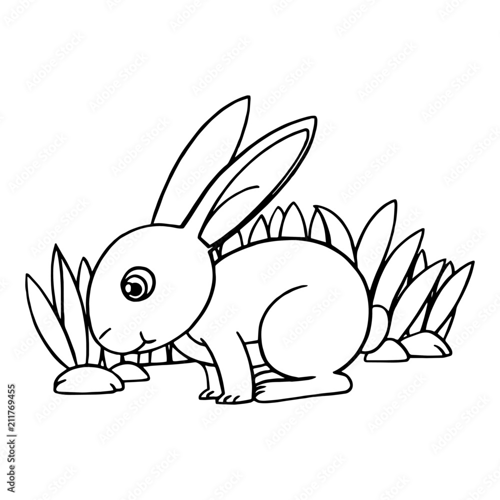 Rabbit cartoon illustration isolated on white background for children color book Rabbit cartoon illustration isolated on white background for children color book