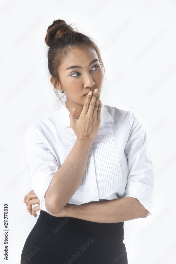 Business woman concentrate thinking on new creative Business woman concentrate thinking on new creative