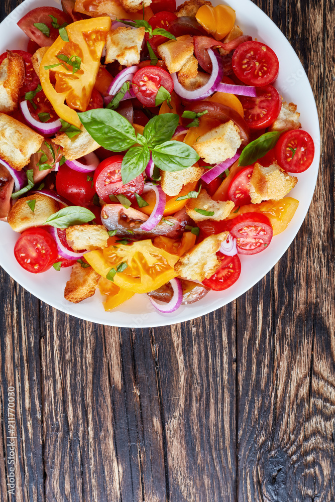 italian salad panzanella on a plate italian salad panzanella on a plate