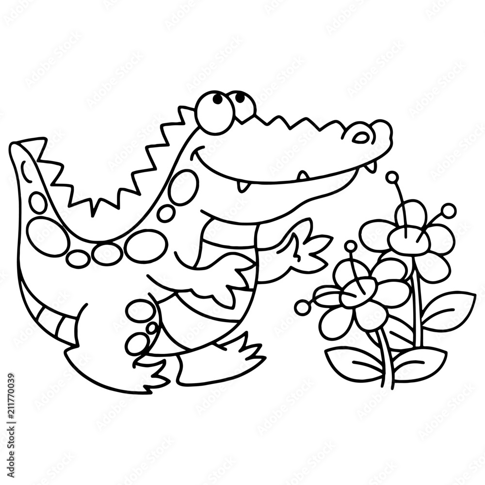 Crocodile cartoon illustration isolated on white background for children color book Crocodile cartoon illustration isolated on white background for children color book