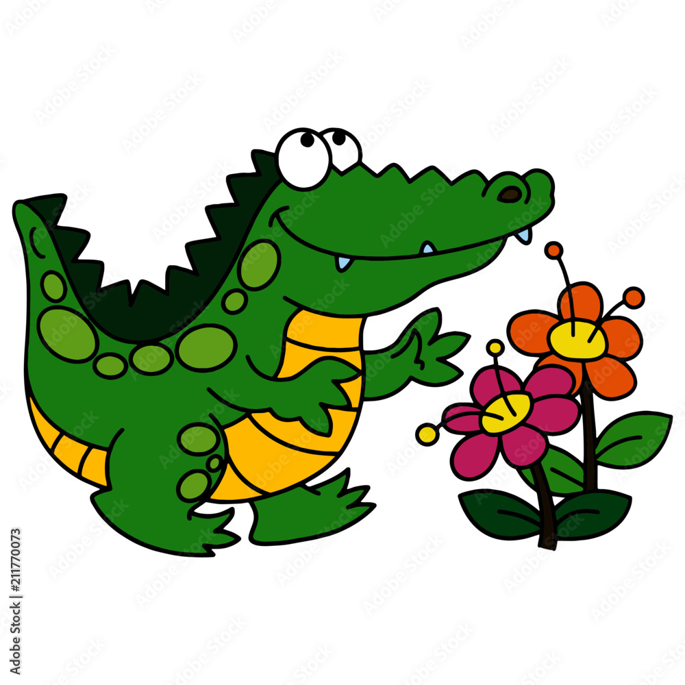 Obraz premium Crocodile cartoon illustration isolated on white background for children color book